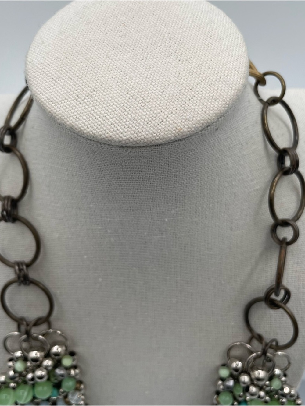 Anthropologie Green and Turquoise Beaded Statement Necklace - Picture 5 of 9
